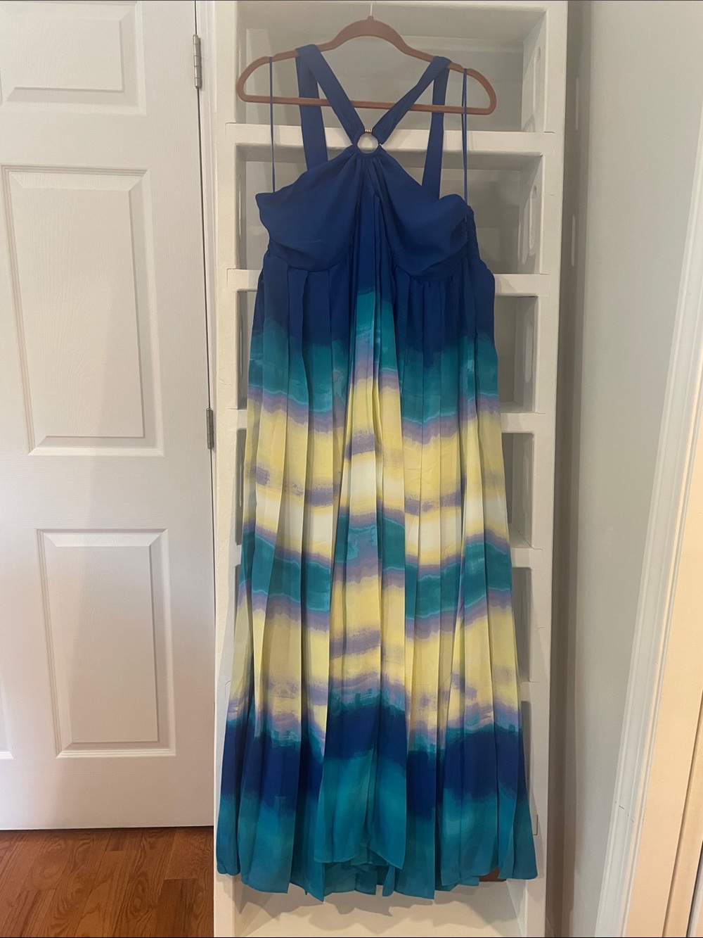 INC International Concepts Blue Teal Yellow Ombre Maxi Dress